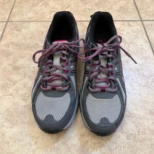 ASICS Gray Athletic Sneakers with Pink Accents